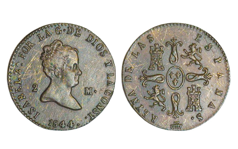 Isabel II 2 Maravedís Segovia 1844 EBC