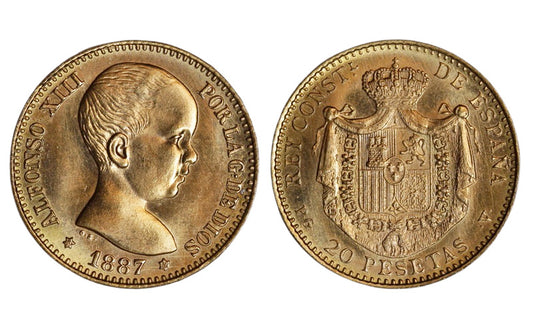 20 Pesetas 1887*19-62 MPM Reacuñación Oficial SC-