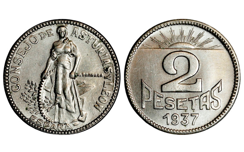 Asturias y León 2 Pesetas 1937 SC