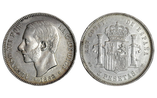 Alfonso XII 5 Pesetas 1882*18-82 MBC-EBC