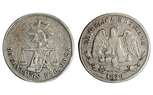 México 50 Centavos 1870 San Luis Potosí MBC/BC+