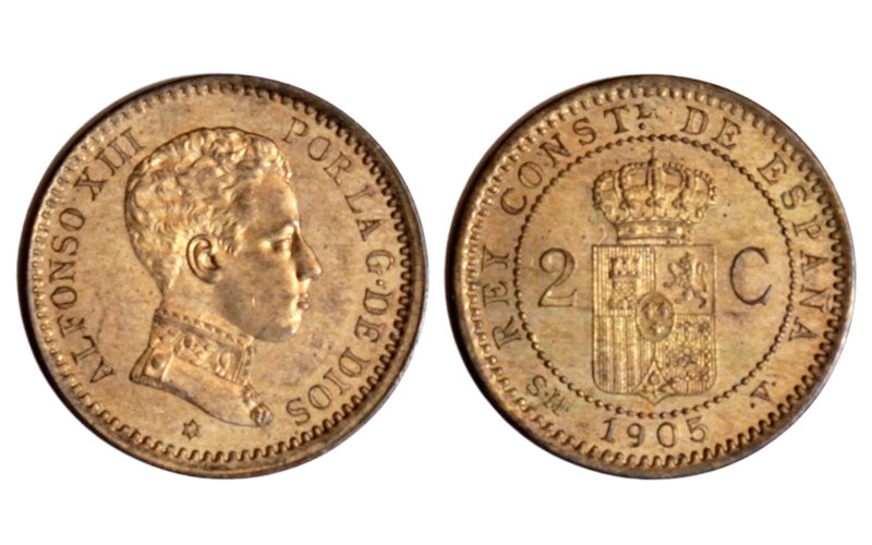 Alfonso XIII 2 Céntimos 1905*05 SMV SC