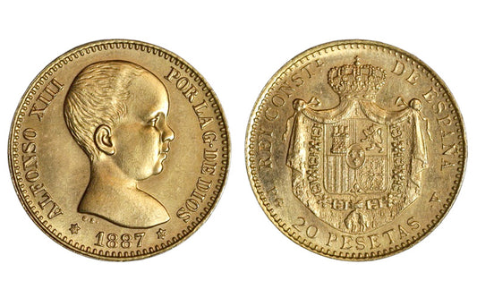 20 Pesetas 1887*19-62 PGV Reacuñación Oficial SC