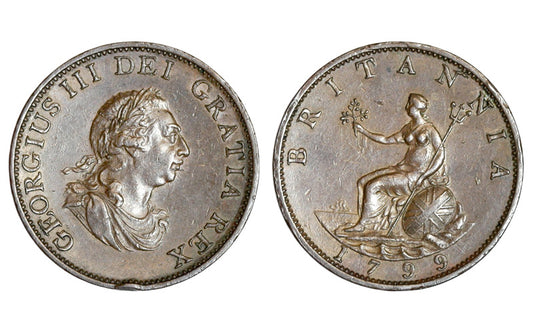 Gran Bretaña Jorge III (1760-1820) ½ Penique 1799 MBC-EBC