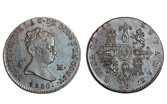 Isabel II 4 Maravedís 1850 Jubia EBC-/EBC