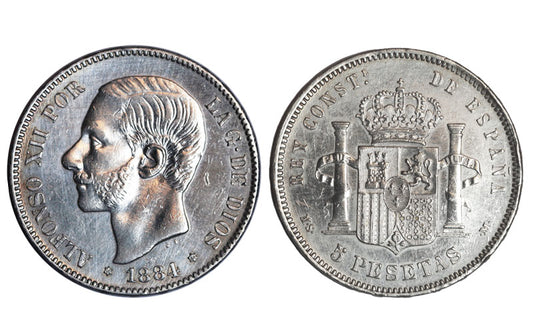 Alfonso XII 5 Pesetas 1884*18-84 MSM EBC-