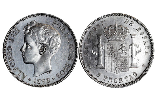 Alfonso XIII 5 Pesetas 1898*18-98 EBC-SC