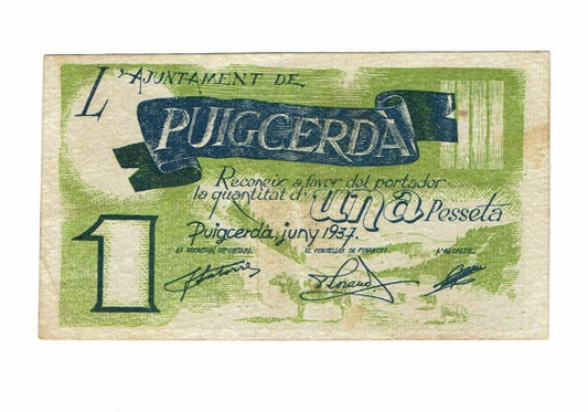 Puigcerdá (Gerona) 1 Peseta 1937 MBC+