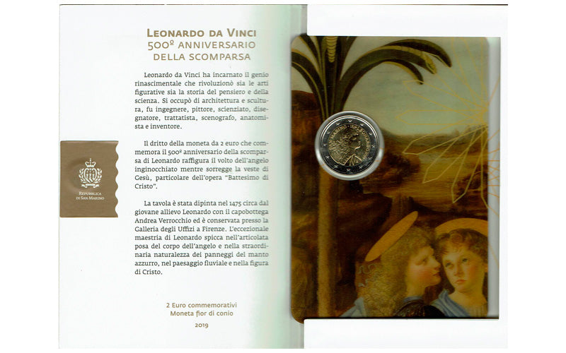 San Marino 2€ 2019 500 Aniversario de Leonardo Da Vinci FDC