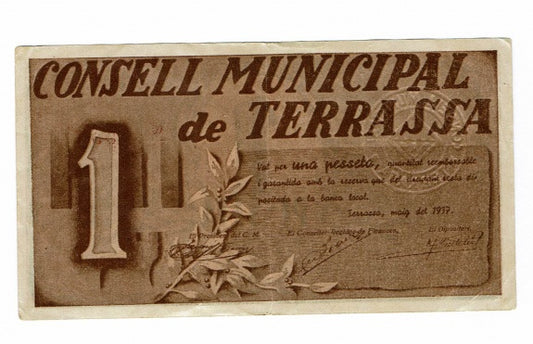 Terrassa (Barcelona) 1 Peseta 1937 MBC+