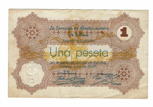 Villena (Alicante) 1 Peseta 1937 Sin Serie EBC-