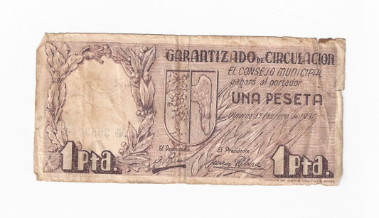 Vinaroz (Castellón) 1 Peseta 1937 RC